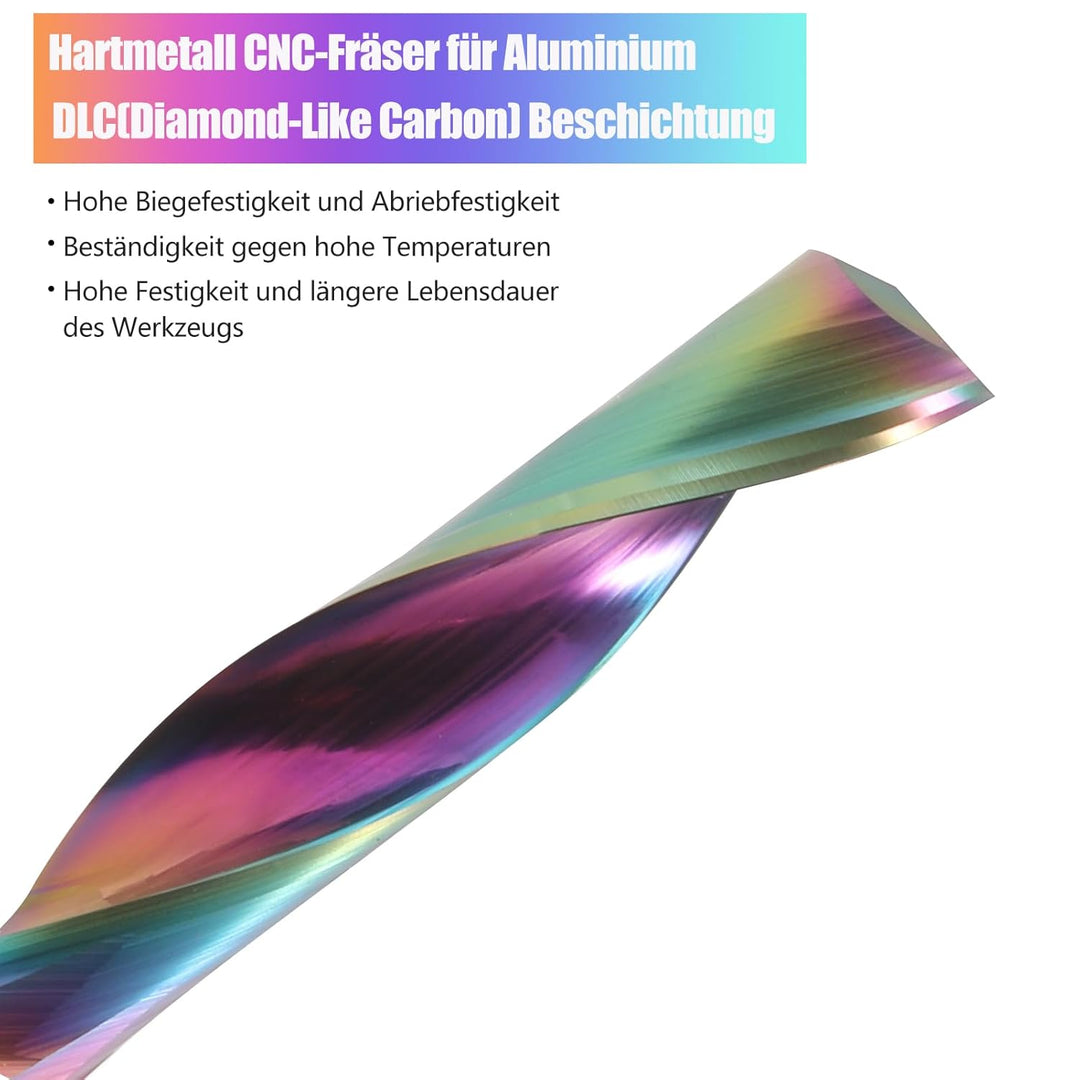 CNC-Fräser mit einer Nut für Aluminium, 6mm Schaft Einzelflöte Schaftfräser Spiralfräser Bit VHM mit