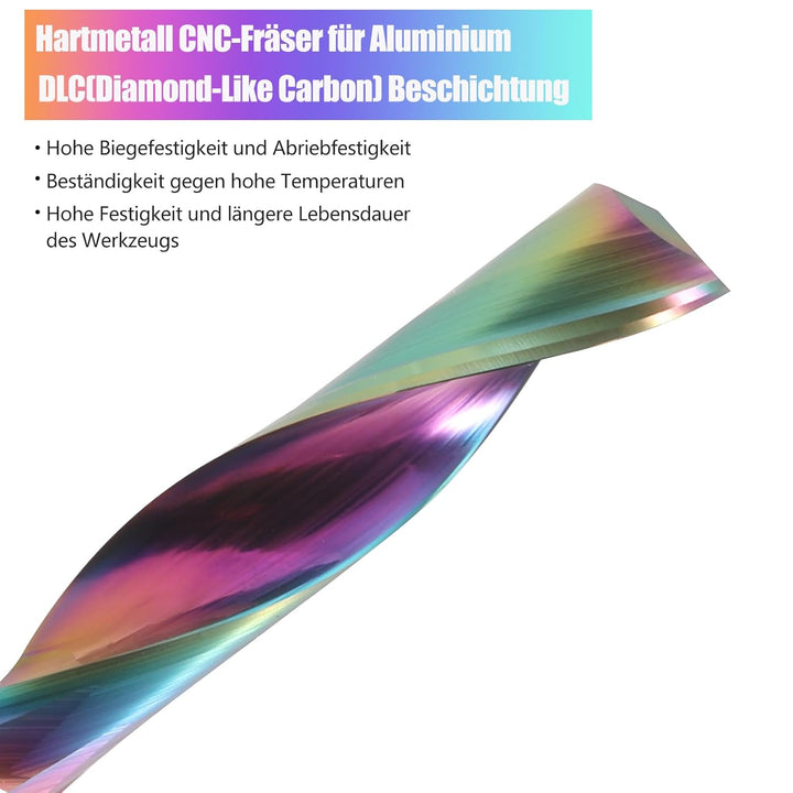 CNC-Fräser mit einer Nut für Aluminium, 6mm Schaft Einzelflöte Schaftfräser Spiralfräser Bit VHM mit