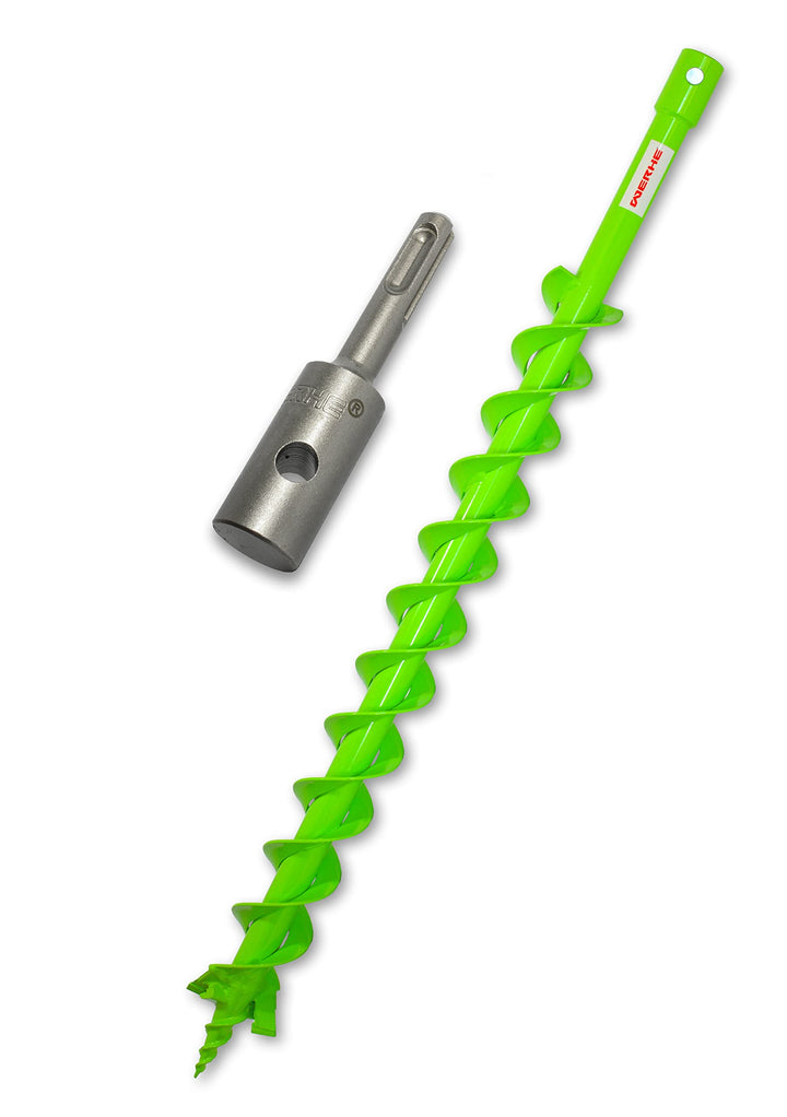 WERHE® Profi Bohrer VollStahl, Erdbohrer für bohrmaschine 60 mm Doppel-Welle extrem robust mit SDS P