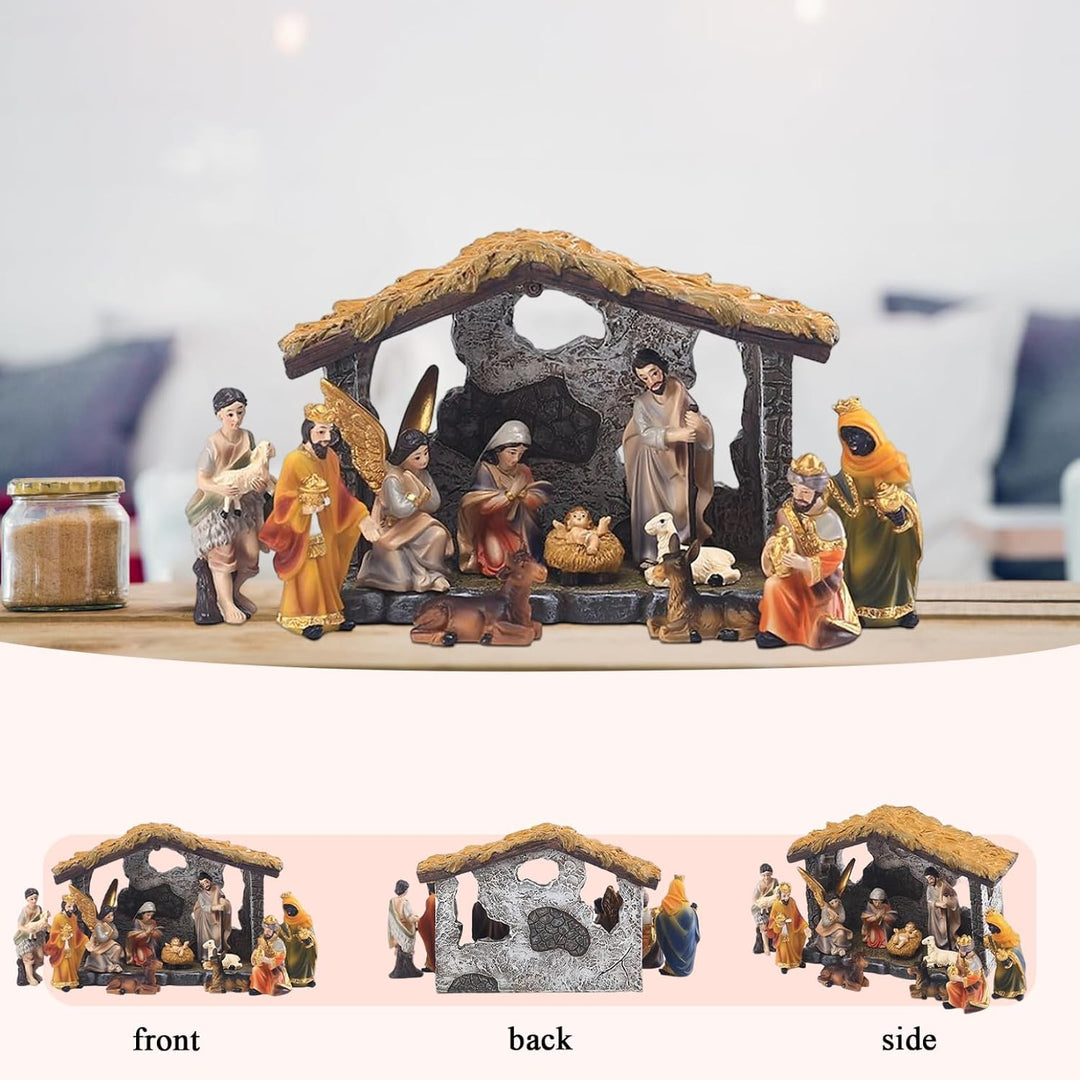 Krippe Figuren Set Weihnachten Mini Traditionelles Harz Jesus Geburtsdekorationen 1Set, Krippe Figur