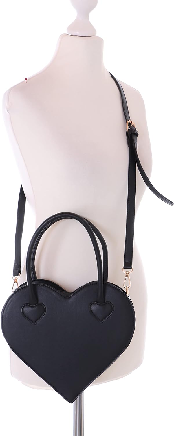 Kawaii-Story LB-6052 Herz Form schwarz Gothik Lolita Punk Harajuku Damen Umhänge Henkel Tasche PU
