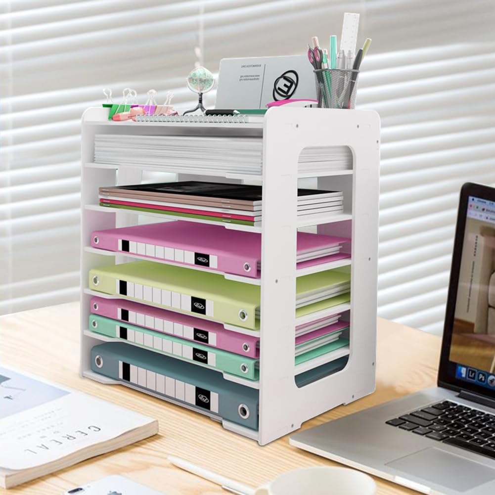 7-Tier Schreibtisch Organizer A4, Briefablage Stapelbares Dokumentenablage, A4 Papier Aktenaufbewahr