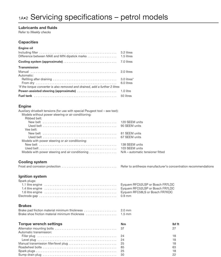 Peugeot 206, Taschenbuch