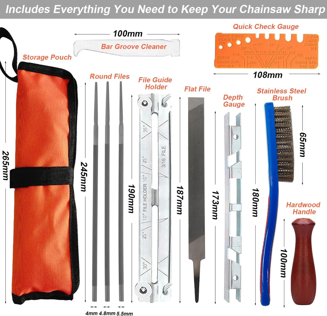 Kettensägen Schärffeilen Kit 11pcs Universal Kettensägen Feilensatz Sägeketten Feilen Set zum Schärf