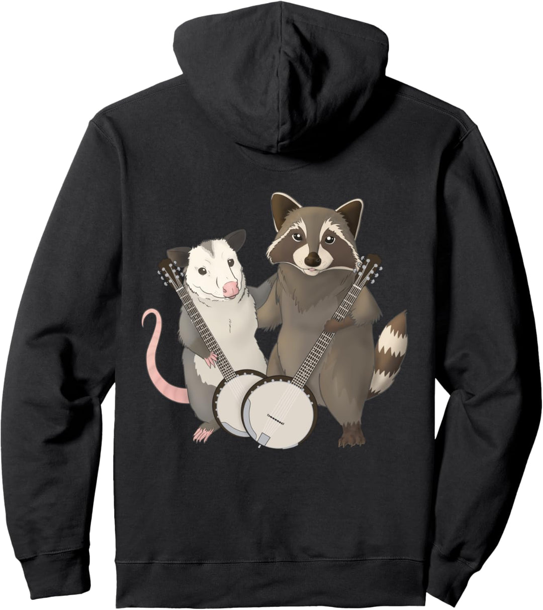 Opossum- und Waschbärenmusiker mit Banjos Pullover Hoodie