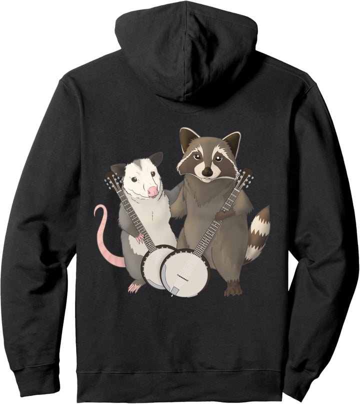 Opossum- und Waschbärenmusiker mit Banjos Pullover Hoodie