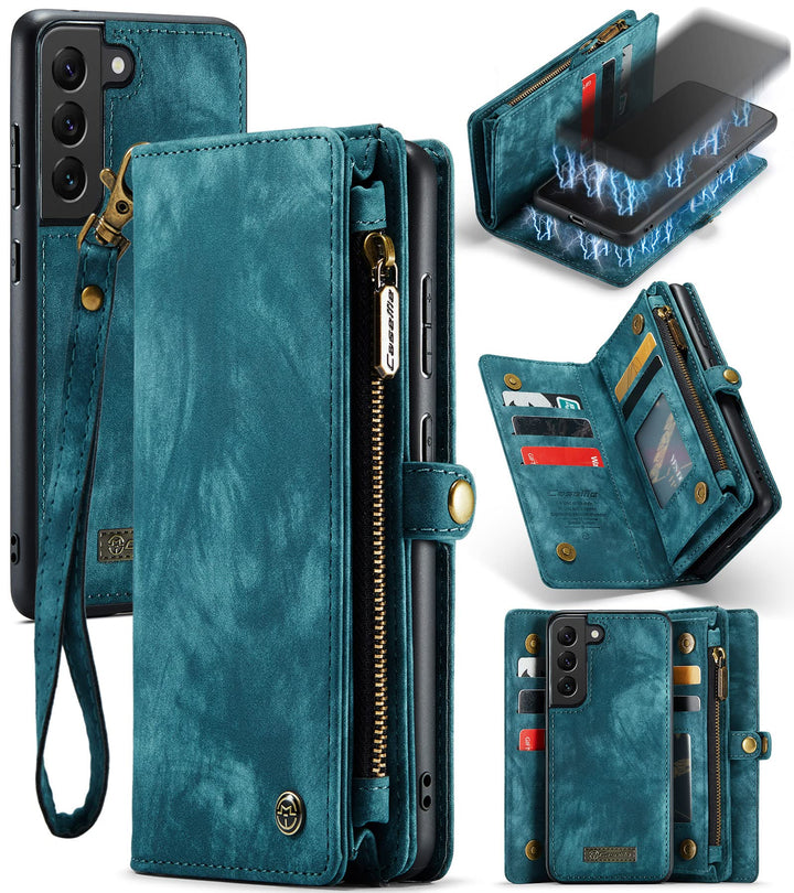 UFinetech Samsung S22+ Hülle, stossfeste Kartenfach Tasche Samsung Galaxy S22 Plus 5G Handyhülle, Fl