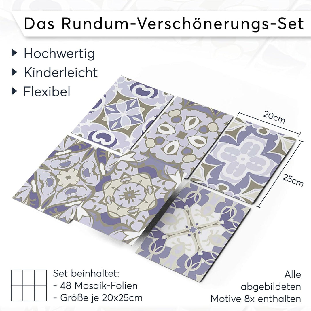 CREATISTO Mosaik-Fliesen Fliesensticker Fliesenfolie - Hochwertige Aufkleber Sticker für Fliesen I K