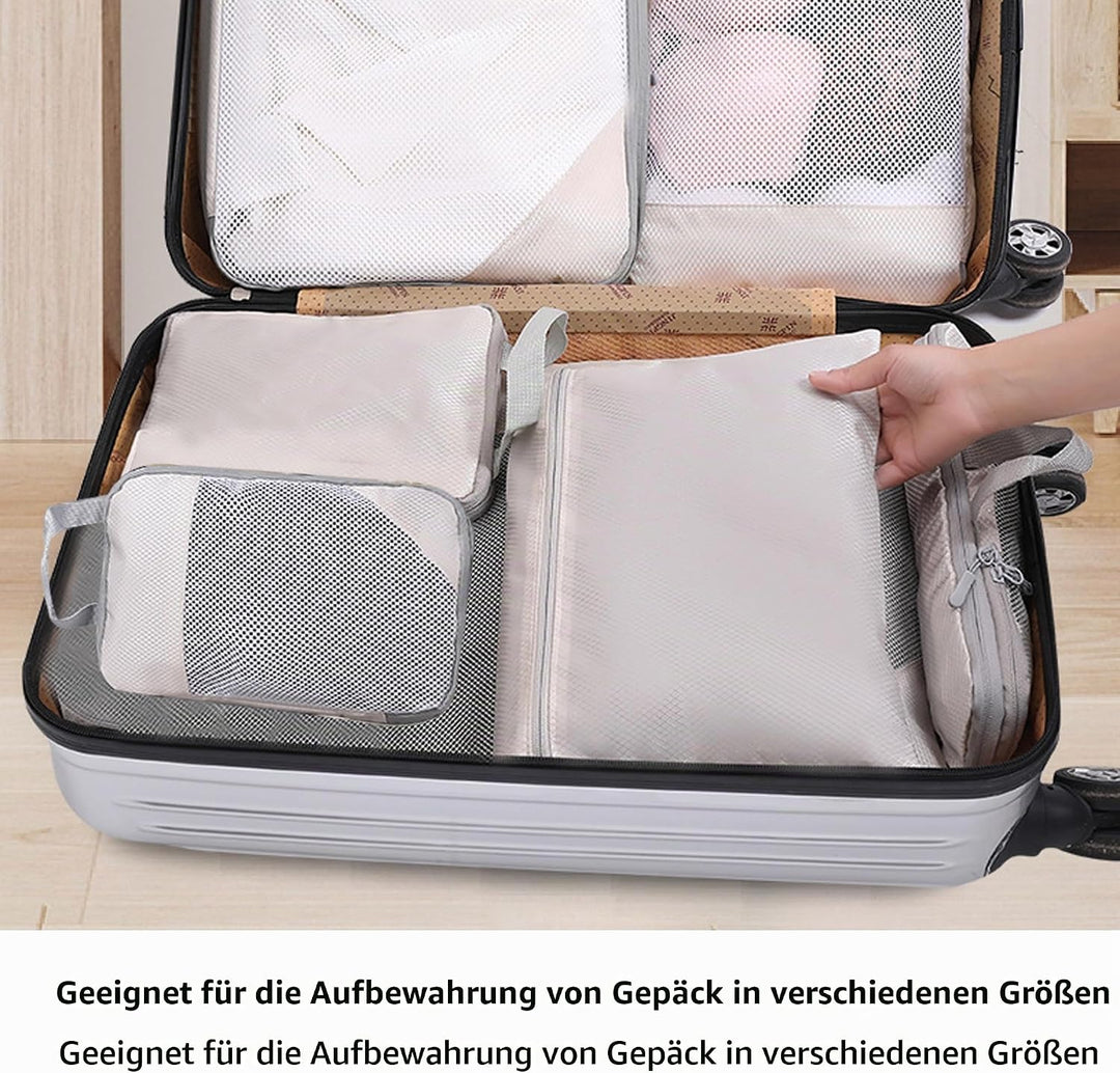 Kompressionspackwürfel für Koffer, 8 Stück erweiterbare Reisepackwürfel für Rucksack, ultraleichte R