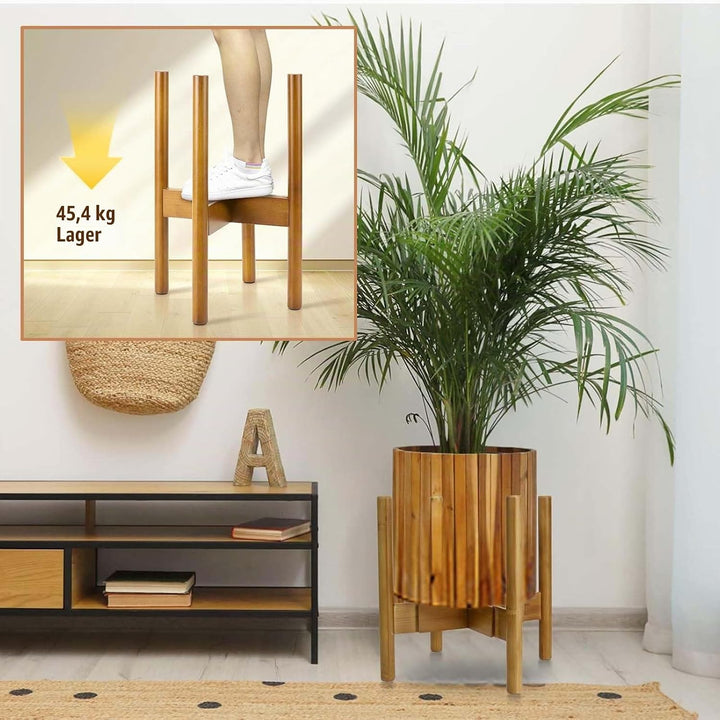 Blumentopfständer, Pflanzenständer Bambus, Pflanzen Hocker, Pflanzenständer Holz, Blumenhocker, Blum