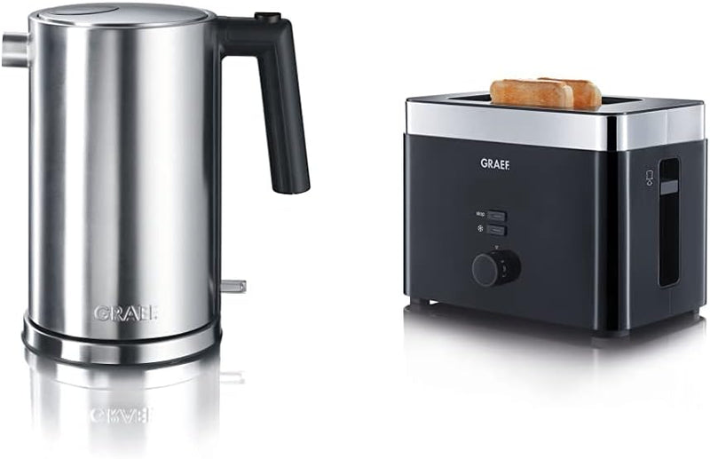 Graef WK600EU Wasserkocher, Rostfreier Stahl, 1.5 liters, Edelstahl, Mattiert & Graef Toaster TO 62,