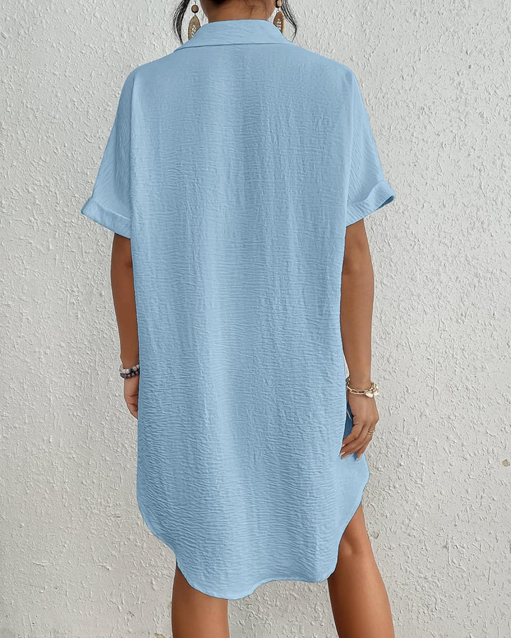 Bsubseach Frauen Badeanzug Coverup Shirt Kleid Button Down Badeanzug Cover Up Beachwear, Himmelblau