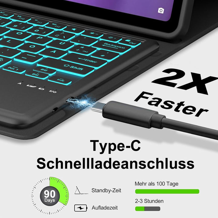Tastatur für Lenovo Idea Tab Pro Gen 2 Tablet 13 Zoll Touchpad/Beleuchtung Schwarz3 13 Zoll Beleucht
