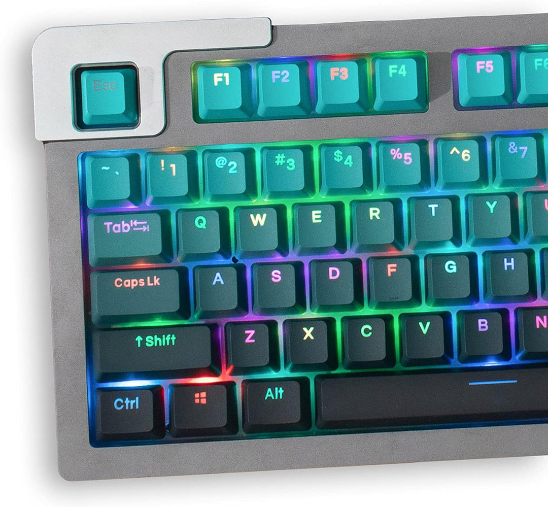123 Tasten Double Shot PBT Tastenkappen OEM-Profil Farbverlauf Cyan Hintergrundbeleuchtung Tastenkap