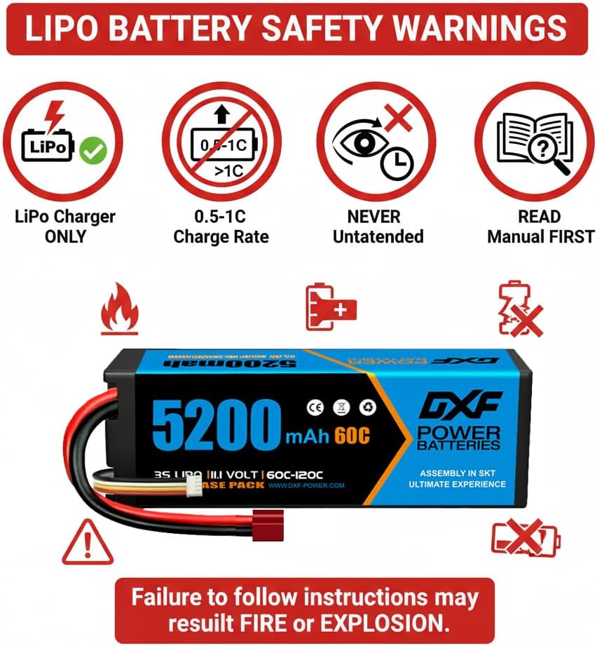 DXF 3S Lithium-Batterie, 5200mAh, 11.1V, 60C, RC-Batterie, mit Deans-Anschluss für ferngesteuertes A