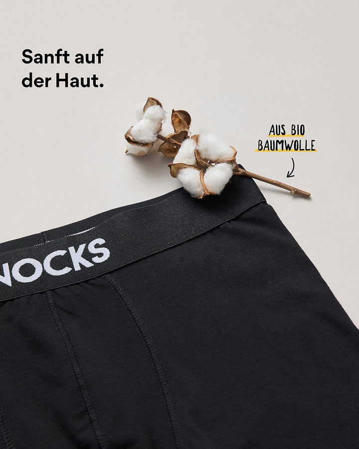Snocks Boxershorts Herren Bio Baumwolle (6er Pack) Unterhosen Herren ohne einschneidenden Gummibund