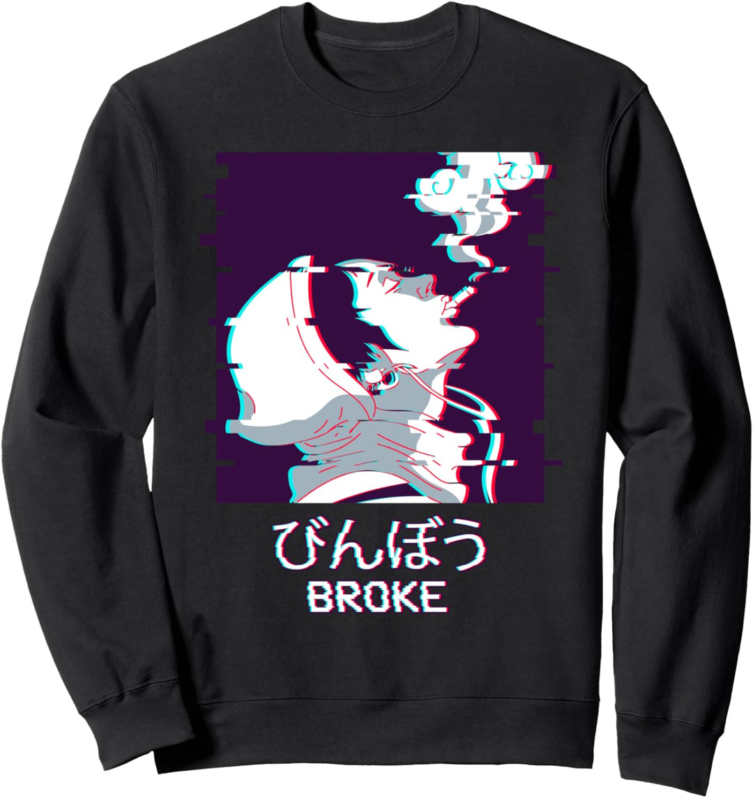 Edgy Sad Anime Boy Vaporwave Aesthetic Sad Lofi Sweatshirt
