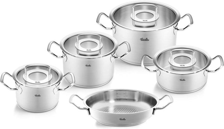 Fissler Original-Profi Collection / Edelstahl-Kochtopfset, 5-teilig, Töpfe mit Glas-Deckel (3 Kochtö