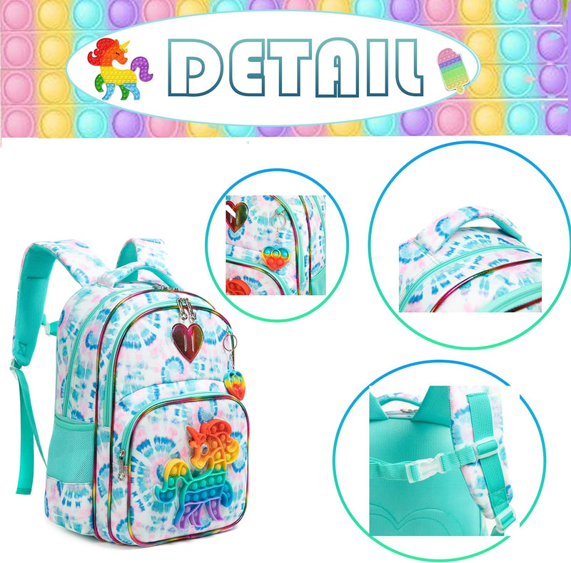 HTgroce Schulranzen Mädchen Set 3 Teilig Pop Push It Schultasche Mädchen 1. klasse einhorn rucksack