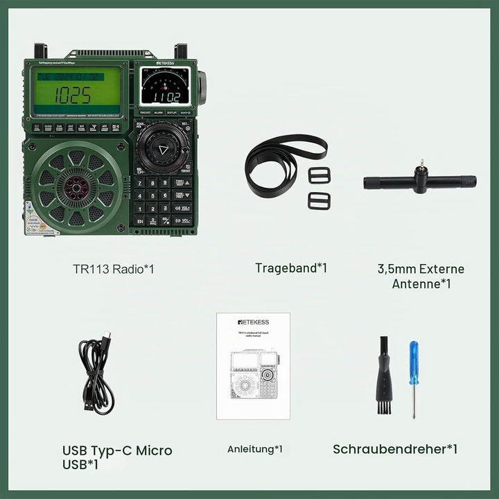 Retekess TR113 Kurzwellenradio,Vollband FM AM SW,AIR SSB,Tragbares Digitales Radio Vollband,App Remo