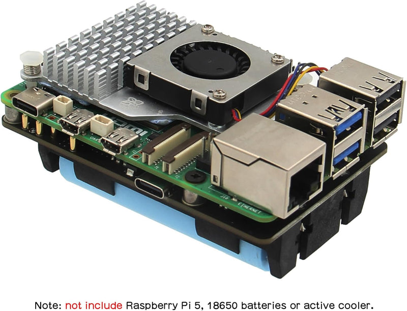 Geekworm X1200 5V UPS Shield for Raspberry Pi 5, with Max 5.1V 5A Output & Auto Power On & Safe Shut