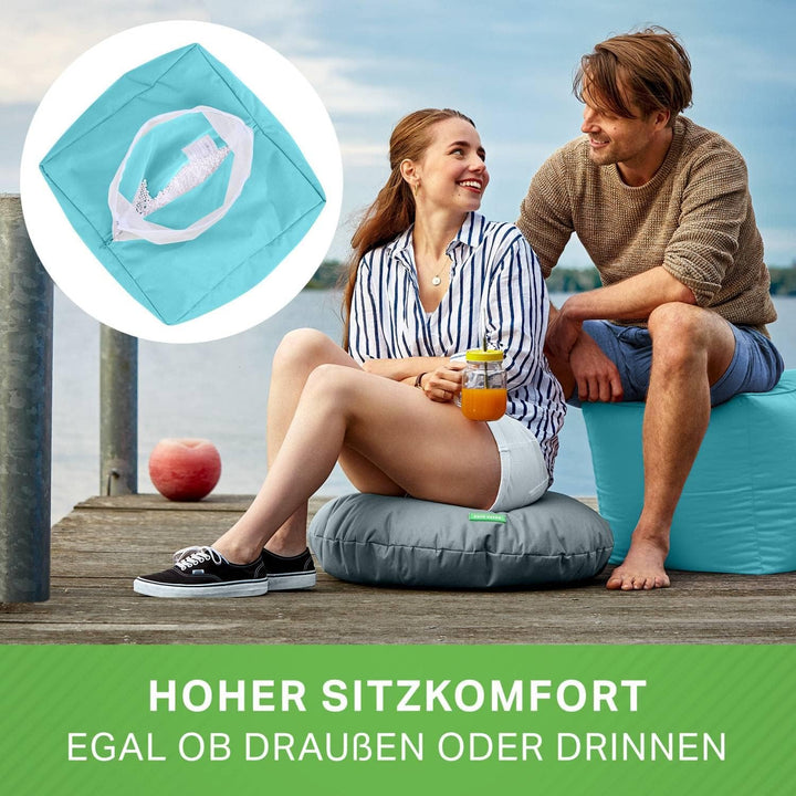 Green Bean Sitzsack-Hocker 40x40x40cm mit EPS-Perlen Füllung - Fusshocker Fusskissen Sitz-Pouf für S