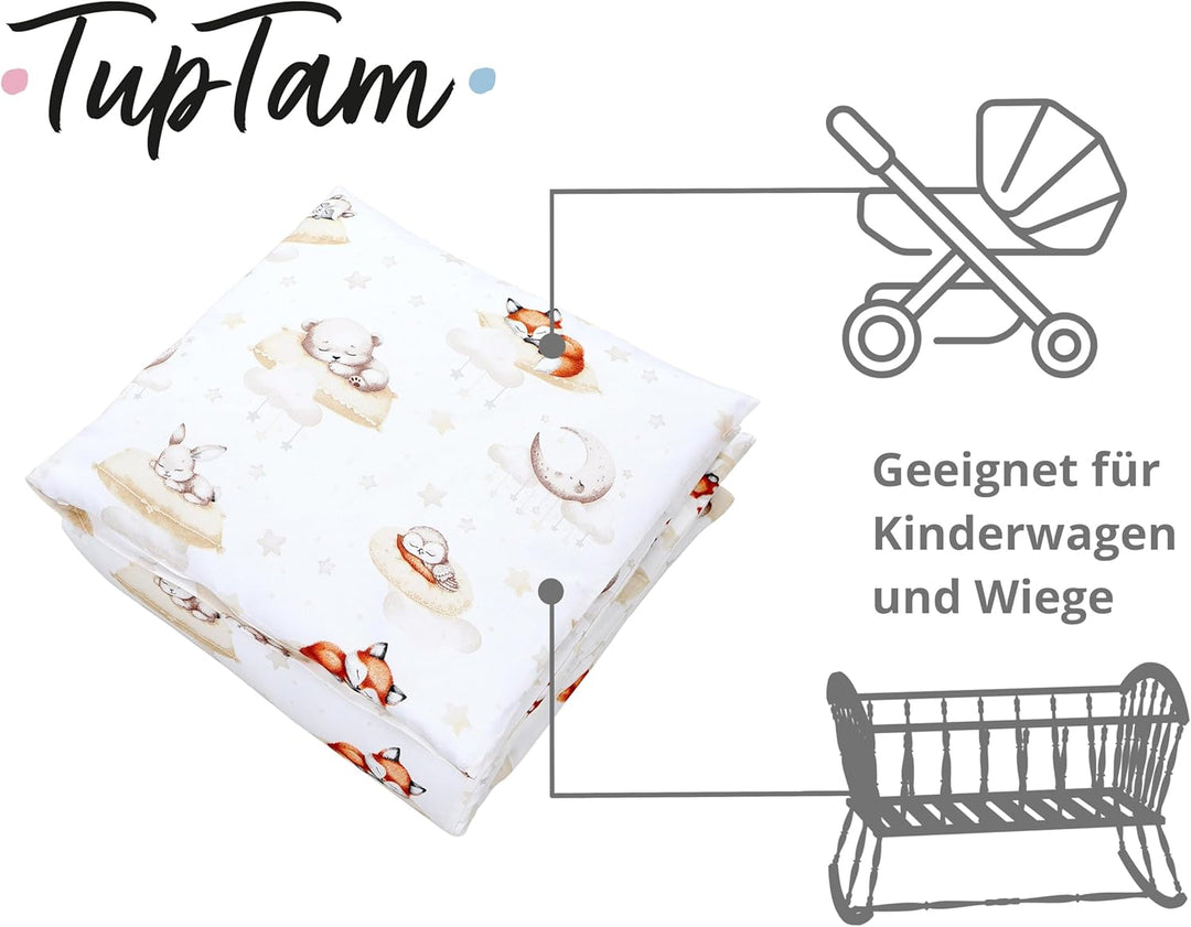 TupTam Unisex Baby Wiegenset 4-teilig Bettwäsche-Set: Bettdecke und Kopfkissen mit Bezug, Farbe: Sch