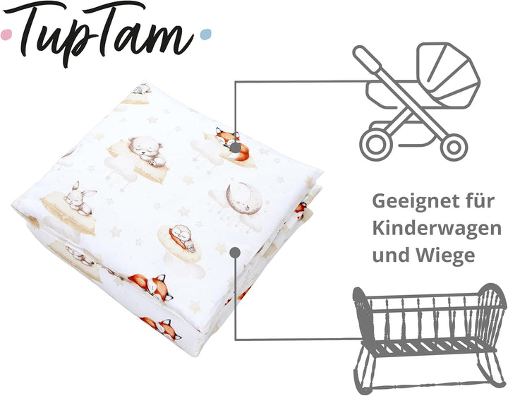TupTam Unisex Baby Wiegenset 4-teilig Bettwäsche-Set: Bettdecke und Kopfkissen mit Bezug, Farbe: Sch