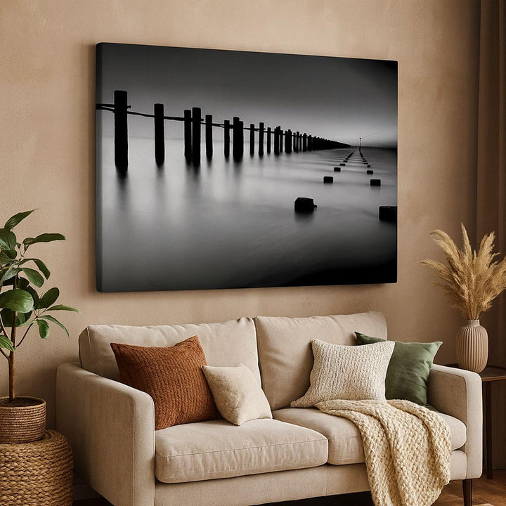Bilder auf Leinwand 100x70cm Leinwandbild Meer Ufer Ozean Horizont Gross Wanddeko Bild Schlafzimmer