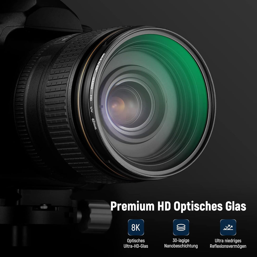 NEEWER 62mm CPL UV Filter Set, Zirkular Polfilter(Polarisationsfilter)/UV Schutz Objektivfilter Set