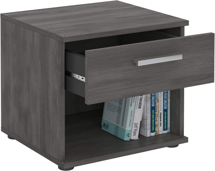CARO-Möbel Nachttisch Nachtschrank Nachtkommode Mary esche grau, 42 x 38 x 30 cm, mit Schublade und