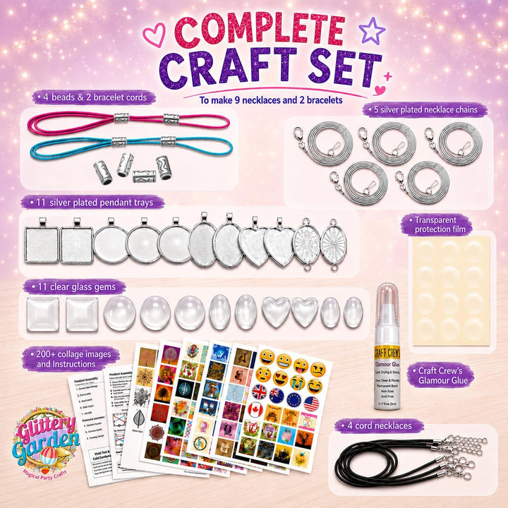 Mädchen Schmuckherstellung Kit. DIY Halskette Anhänger und Armband Bastelset mit Glasperlen &amp; Charms