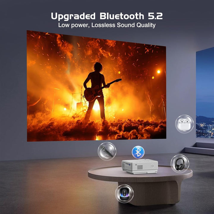 Mini Beamer with Android OS, AKATUO Smart Bluetooth Projektor Full HD 1080P Tragbarer Outdoor Filmpr