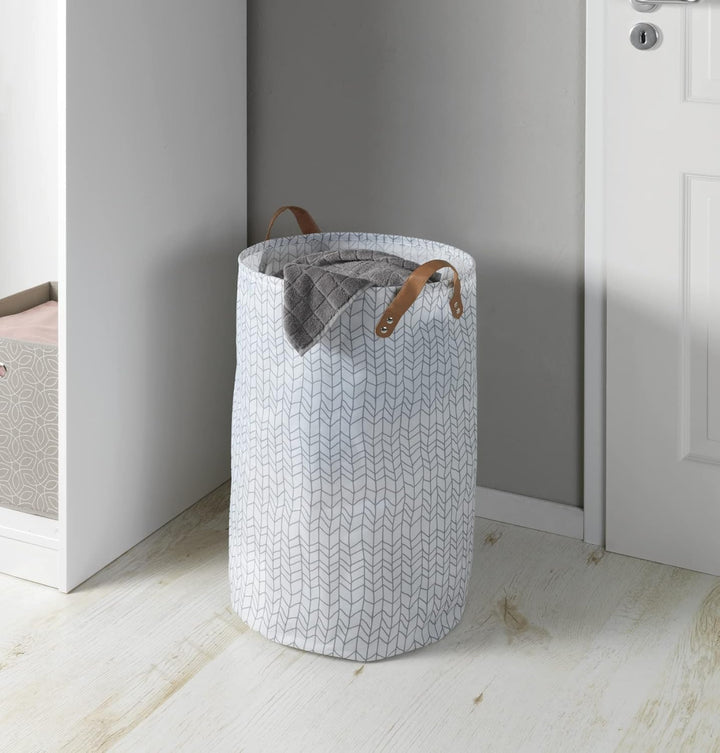 WENKO Wäschesammler Geo, geräumiger Wäschekorb aus hochwertigem Polyester, platzsparend zusammenfalt