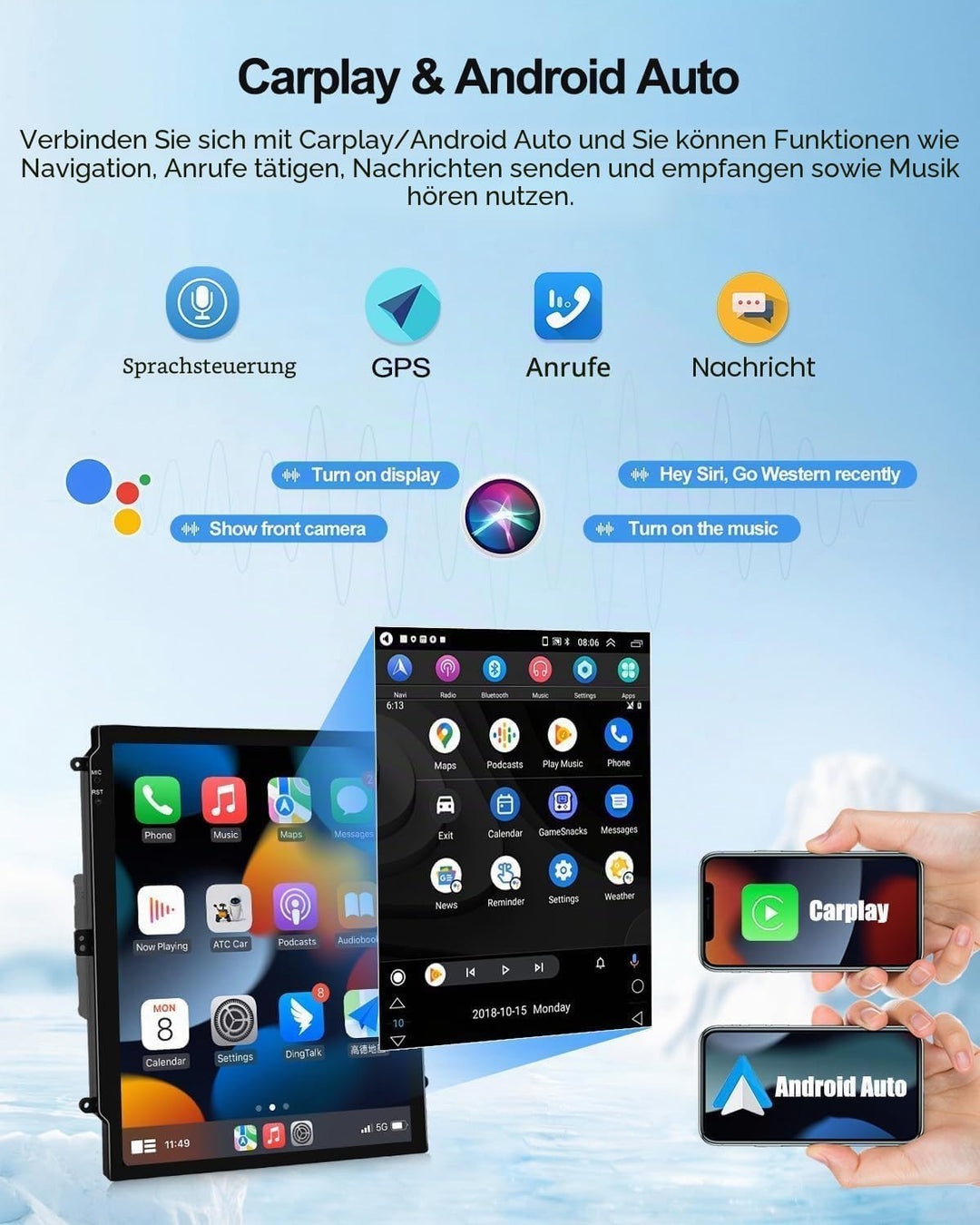 CAMECHO 2G+64G Android 15 Autoradio für Ford Ranger PX 2011-2015, mit Carplay Wireless Android Auto,
