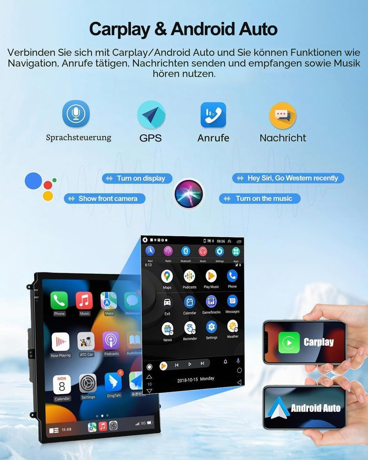 CAMECHO 2G+64G Android 15 Autoradio für Ford Ranger PX 2011-2015, mit Carplay Wireless Android Auto,