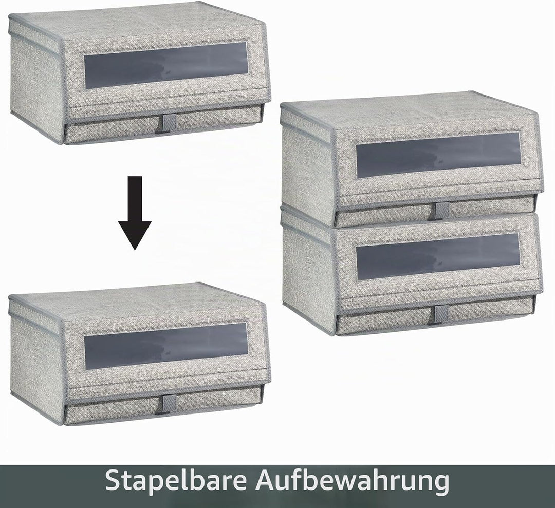 mDesign 4er-Set Schuhaufbewahrung aus Kunstfaser (gross) - stapelbare Schuhbox mit Sichtfenster, Kle