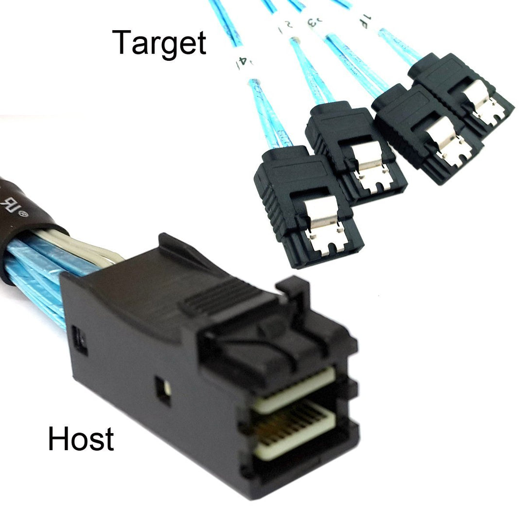 chenyang Mini SAS SFF-8643 1 zu 4 SATA 7Pin Festplatte 6Gbit/s Data Server RAID Kabel 0.5M SFF-8643