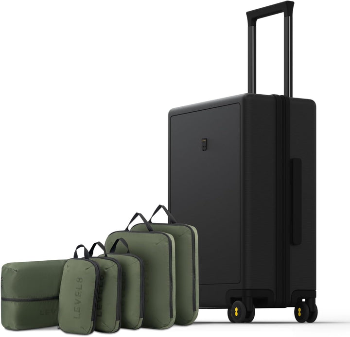 LEVEL8 Koffer Trolley Leicht Hartschalenkoffer mit 6PCS Packwürfel, Reisekoffer Handgepäck,TSA,100%