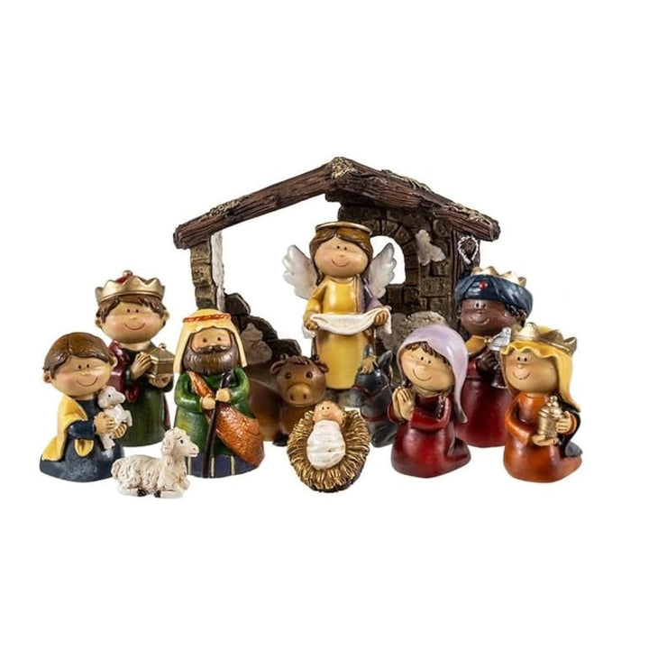DRW Mysterium Geburt Belen 11 Teile Harz mit Portal 7 cm hoch