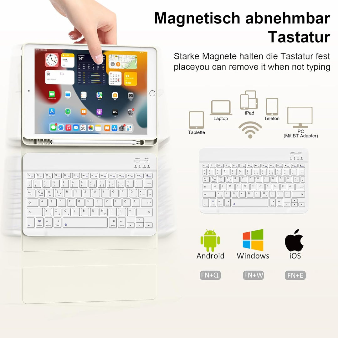 Tastatur Hülle für iPad 10. Generation 10,9" 2022 & iPad 11th Gen A16 2025 mit Stifthalter, TPU Rück