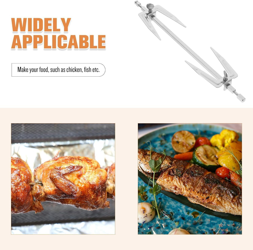 Grillspiess, Edelstahl Schaschlikspiesse, 27cm Rotierende Grill Fleischnadeln Rotisserie Gabel Brath