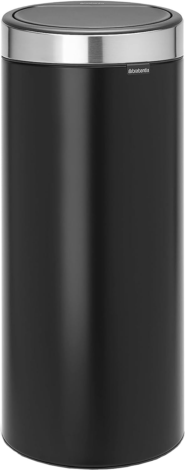Brabantia Touch Bin New Mit Herausnehmbaren Kunststoffeinsatz, Matt Black/Matt Steel, 30 L
