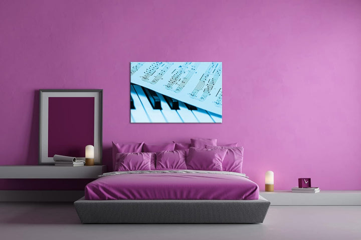 deyoli Harmonisches Klavier Format 80x60 Effekt: Monocrome Blau als Leinwandbild, Motiv fertig gerah