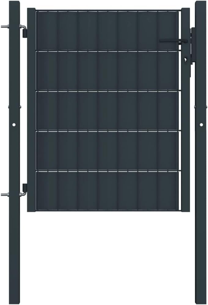WIFESE Gartentor Anthrazit 100x81 cm PVC Zauntor GartentüR Gartenzaun Doppelstabmattenzaun Gartenzau
