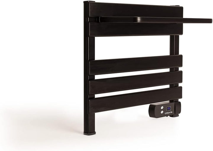 CREATE / WARM Towel Mini 150W / Elektrischer Badheizkörper Schwarz mit Regal / 52,3x8x55,8cm, mit di