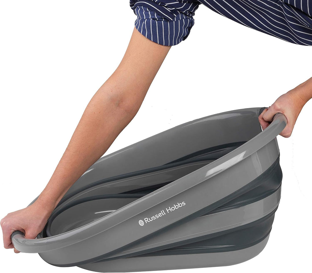 Russell Hobbs LA053879GRYEU ovaler zusammenklappbar faltbarer wäschekorb/wanne, 27L gross waeschekor