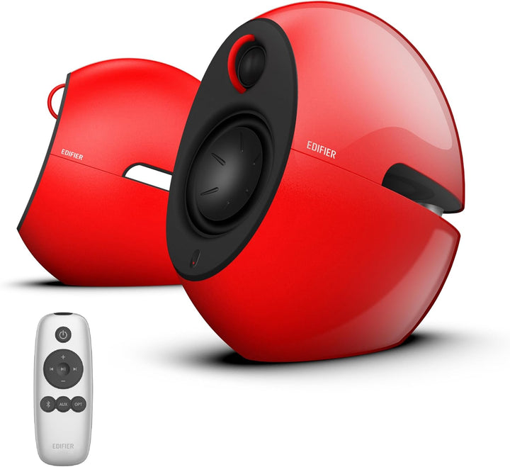 EDIFIER Luna E25 Design-Lautsprecherset mit Bluetooth (74 Watt), rot rot glänzend, rot glänzend