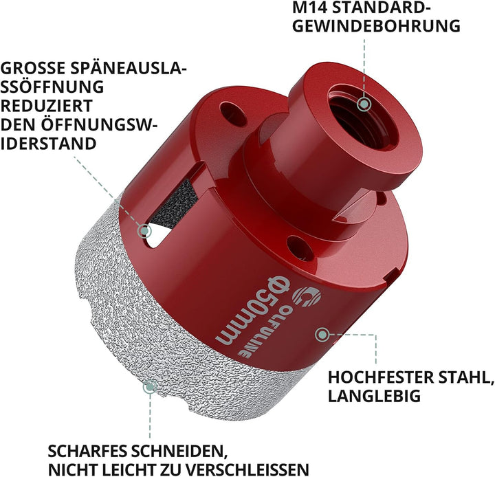 COLFULINE Diamantbohrer Fliesenbohrer Set, 4PCS 20/35/50/68mm Diamantbohrer Fliesenbohrer Glasbohre