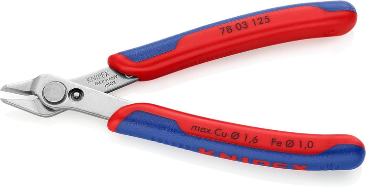 KNIPEX Electronic Super Knips Elektronik-Seitenschneider, 125 mm, weicher Draht(Kupfer) bis 1,6 mm,